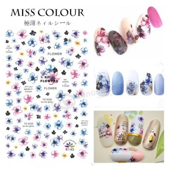 Fleurs colorées Design Nail Art DIY Stcikers et décalcomanies