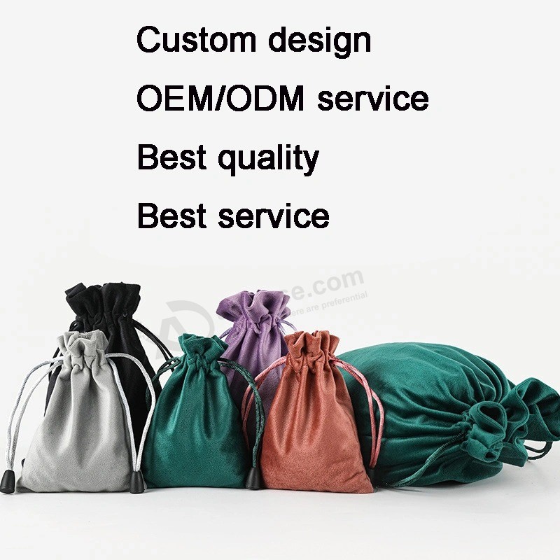 Low MOQ Large Custom Logo Jewellry Gift Pouch Velvet Makeup Cosmetic Drawstring Bags