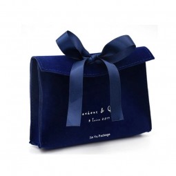 Aangepaste Nacyblue Kleur Fluweel Vlinderdas Sieraden Geschenkverpakking Pouch Bag