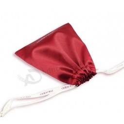 Wijn Satijn Pouch Bag Aanpassen Mode Satijn Gift Pouch Satijnen Drawstring Tassen Sieraden Pouches Make-up Pruik Verpakking Gift Bag Print Logo