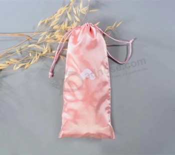 Sac d’extension de cheveux en satin de haute qualité Sac à cordon Pochette à bijoux Sac cadeau en satin Fabricant Logo personnalisé