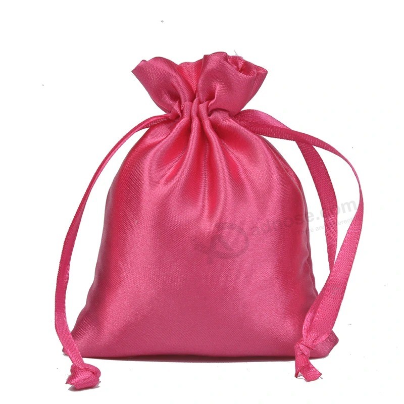 Wholesale Logo Drawstring Bag Draw String Gift Bags Jewelry Storage Pouch Wedding Candy Organizer Silk Satin Drawstring Dust Bag