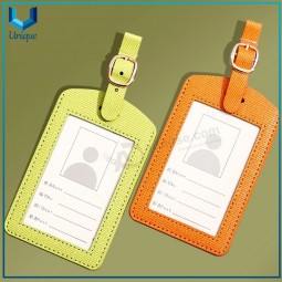 kostenlose Probe billige maßgeschneiderte geprägte Logo Leder Gepäck Tag, billig ID-Kartenhalter PU Leder Gepäck Tag