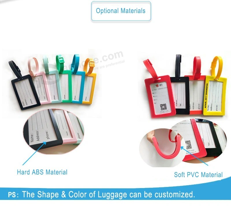 Custom Logo Airline PVC Plastic Luggage Tags for Promotional Gifts
