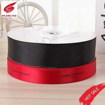 Nastro stampato con nastro in grosgrain nero con logo personalizzato all'ingrosso
