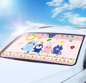 Conception personnalisée dessin animé voiture pare-brise isolation thermique protection UV pare-soleil