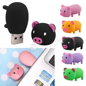 USB 플래시 드라이브 64GB 32GB 16GB 8GB 귀여운 만화 Pendrives 핑크 실리콘 돼지 U 디스크
