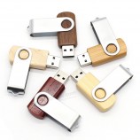 Draaibare Houten USB-Flitsstok 4GB 8GB 16GB 32GB Embleem Aangepaste Houten U-Schijf