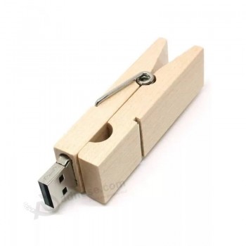 Logo Personalizza Clip In Legno USB Flash Drive Legno Naturale Pen Drive 4GB 8GB 16GB U Disk