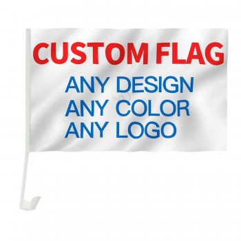 Vendita calda sublimazione in bianco campione gratuito bandiere per auto Decorazione di finestre in plastica Design personalizzato