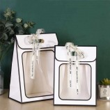 Logo personnalisé Impression Ruban Fermeture Lingerie Bonbons Cookie Papier Emballage Cadeau Sac avec Fenêtre En PVC Transparent