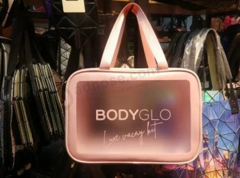 Logo personalizzato Viaggio Vinile Trasparente Impermeabile Spiaggia Cerniera Sacchetto Cosmetico Tsa TPU trasparente PVC Toiletry Bag con manico