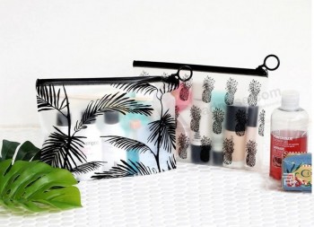卸売旅行透明PVC化粧品バッグカスタムロゴ印刷クリアPVCメイクアップバッグ