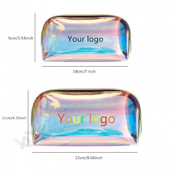 Borsa cosmetica olografica in TPU trasparente con logo personalizzato Maquillaje Borsa per il trucco in PVC laser personalizzata