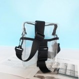 2020 Europe et Amérique de haute qualité personnalisé logo transparent PVC noir sac à bandoulière unique sac de selle