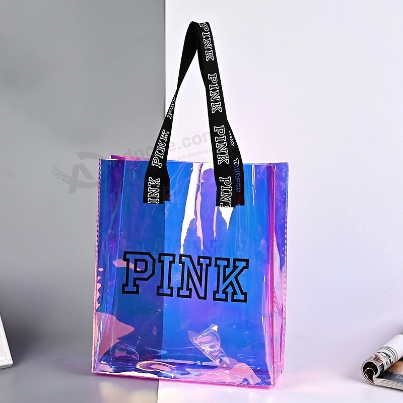 Manufacturers Cosmetic PVC Bag with Logo Custom Made Plastic Material Type PVC Plastic Pink Shopping PVC Big Bag