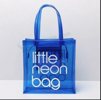 Sac fourre-tout en PVC quadricolore avec logo personnalisé pour le shopping ou la vie quotidienne