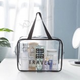 Vente en gros Logo personnalisé PVC Maquillage Imperméable Voyage Trousse De Toilette Sac Cosmétique Ensemble Sac Avec Poignées