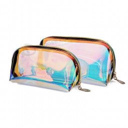 Holografische waterdichte Private Label reizen plastic PVC Clear Make up tas met logo