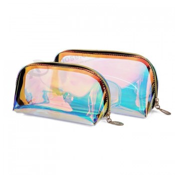 Holografische waterdichte Private Label reizen plastic PVC Clear Make up tas met logo