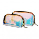 Holographic Waterproof Private Label Travel Plastic PVC Clear Make up Bag with Logo