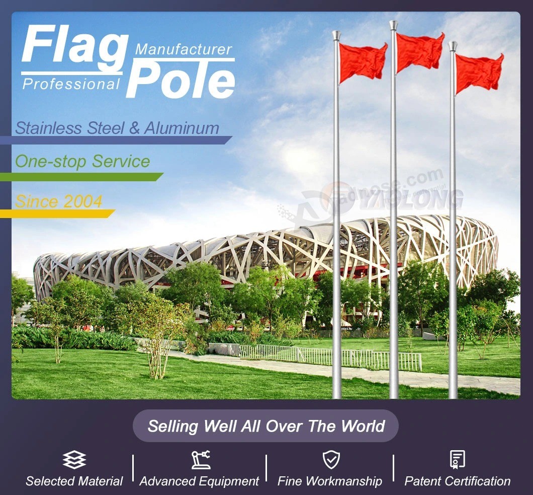 6 Meter Olympic Games Decoration Stainless Steel Pole for Flag Hoisting