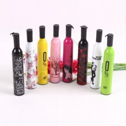 Logotipo personalizado 3 paraguas plegable de botella de vino
