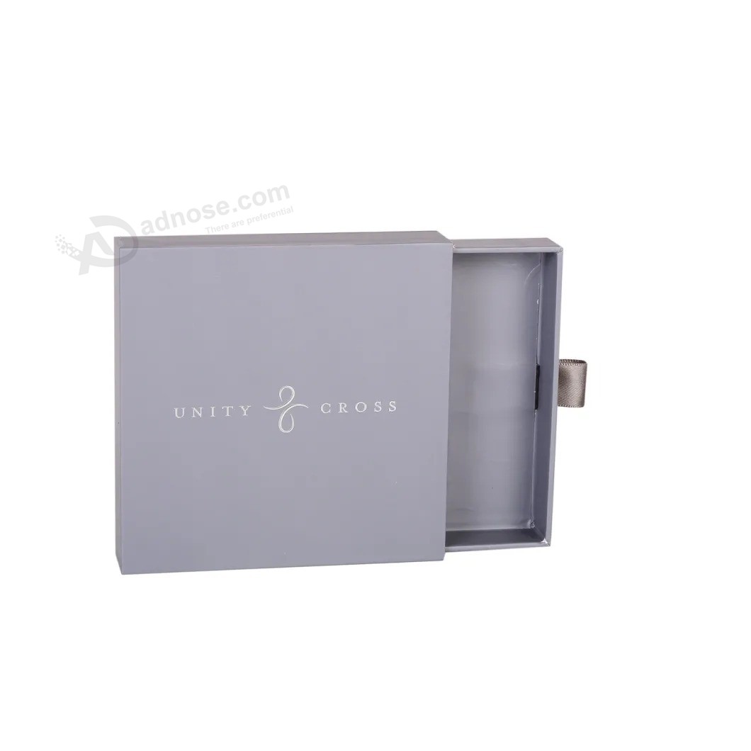 Custom Logo Foil Sliver Rigid Paper Jewelry Drawer Boxes Packaging Gifts Box
