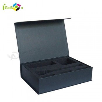 Luxus schwarz benutzerdefiniertes Logo Magnetverschluss Papier Karton Geschenkbox Produktverpackung Design Paket Verpackung Verpackung benutzerdefinierte Box mit EVA-Schaumstoffein
