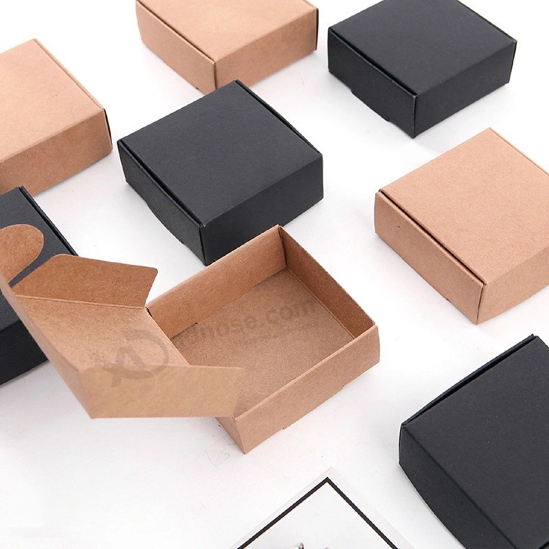 Kraft Paper Black Card Small Packaging Gift Box Can Custom Size Logo Printing
