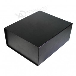Impresión magnética de logotipo personalizado plegado negro sin inserto Embalaje de papel Caja de regalo