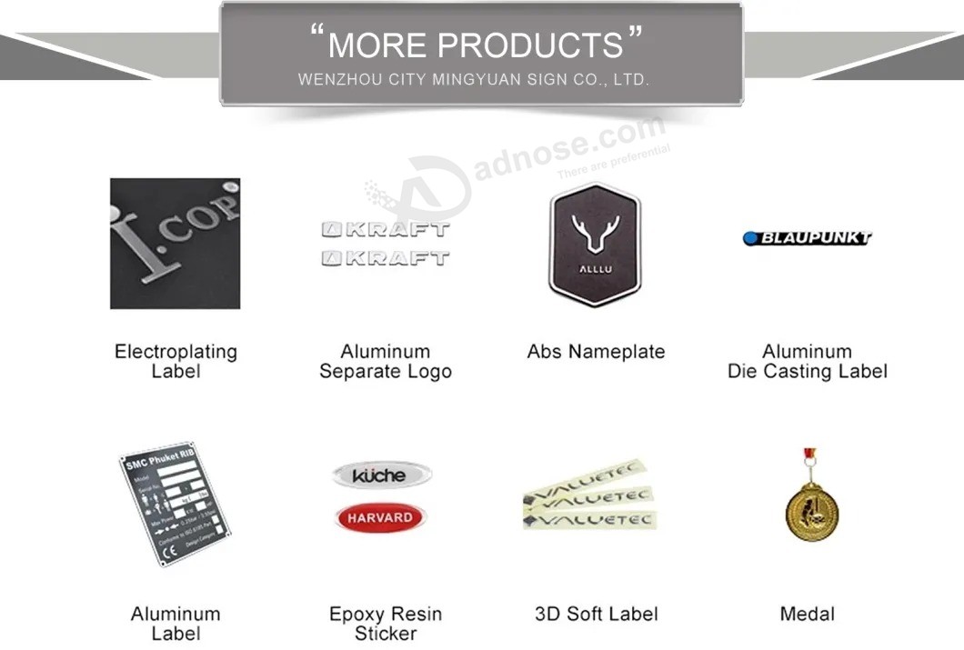 Crown Labels Customized Logo 3D Embossed Effect Metal Labels/Tags