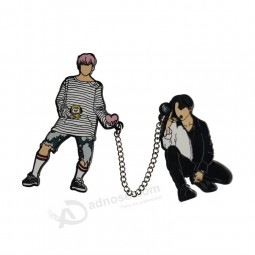 Chine fabricants haute qualité paillettes personnalisées doux émail dur épingles or métal badge logo bts kpop épinglettes