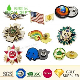 Aangepaste Promotie Messing Broche Souvenir Zinklegering Bloem Logo Gouden Vlag Metalen Ambacht Embleem Zacht Emaille Politie Badge Revers Pin Geen Minimum