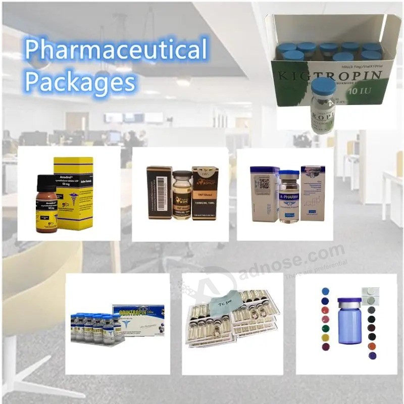 Pharma Medical Gold Foil Injection 1ml/3ml/10ml Vial Box and Labels with Custom Logo