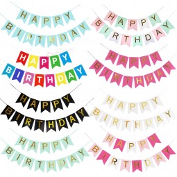 Tamaño y diseño personalizados Banner de fiesta de cumpleaños Decoración de fiesta banderines