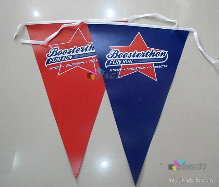 Custom Full Color Printed Vivd logo Graphic string flag Advertising Decorative PVC vinyl Flex Bunting Flag banner Tarpaulin