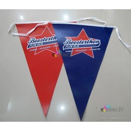 benutzerdefinierte vollfarbige gedruckte vivd logo grafik string flagge werbung dekorative PVC vinyl flex bunting flagge banner plane