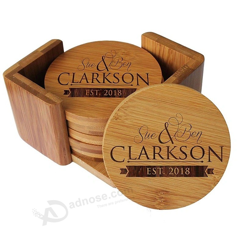 Amazon Hot Sale Creative Coffee Cup Mat Drink Coasters Bamboo Wood