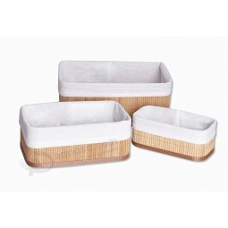 Корзины для хранения из бамбука со съемными вкладышами Bamboo Bin Three-Piece