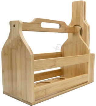 Panier à bière en bambou de haute qualité avec planches d’échantillonnage Porte-boisson pour la bière, le soda, parfait pour le bar, le pub, le restaurant, la fête de la bière.