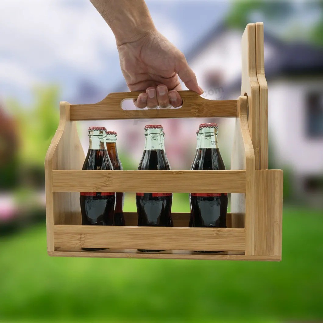 High-Quality Bamboo Beer Basket with Sampler Boards Drink Holder for Beer, Soda, Perfect for Bar, Pub, Restaurant, Brew Fest Party.