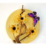 Speciale Creative Engineering decoratieve ronde fotolijst aangepast met inheemse bamboe, rotan, gedroogde bloemen en fruitplanten