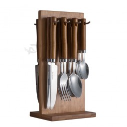24PCS stoviglie in acciaio inox in bambù appendiabiti (P64)