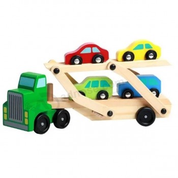 2020 Venta al por mayor Coche de transporte de carga de doble capa Coche de transporte para niños Coche de juguete de madera educativo para niños