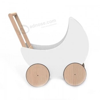 子供のための白い色の月の車の木製の教育玩具