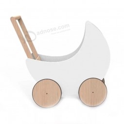 White Color Moon Car Wooden Educational Toy for Kids