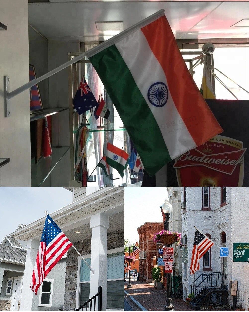 Wholesale Cheap Wall Flagpole with Flag Plastic Wall Mount Flagpole