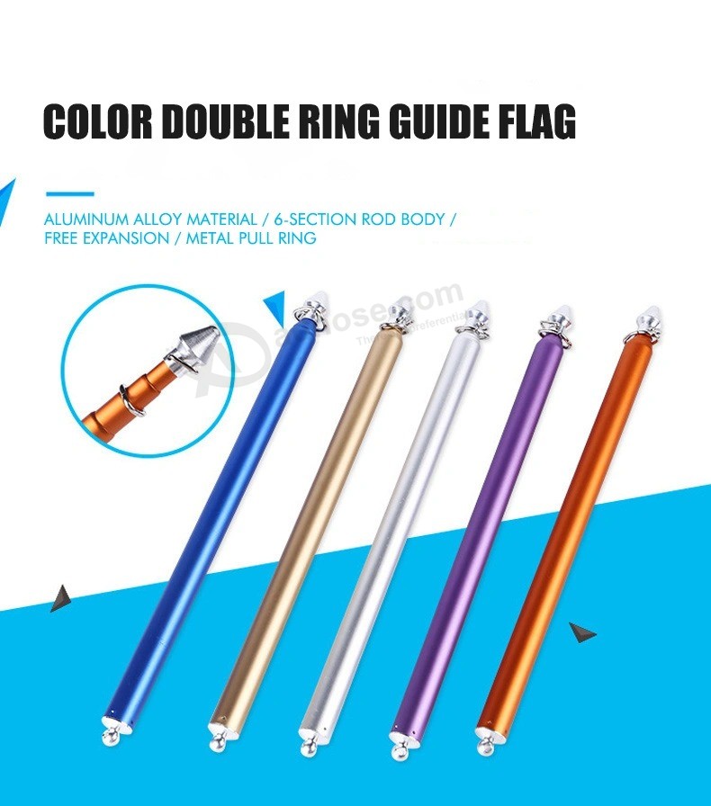Hand Cranked Aluminum Telescopic Flagpole Double-Ring Guide Flagpole