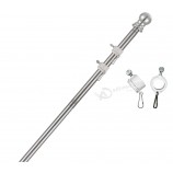 Kit asta per bandiera 6FT, asta per bandiera americana per impieghi gravosi in acciaio inossidabile, antiruggine per pareti del tetto da giardino all'aperto Yard Truck